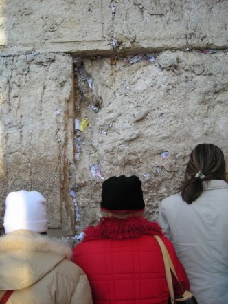 Women at the Western Wall in Jerusalem.